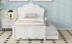 Twin Size Wood Platform Bed with Headboard and Twin Size Trundle