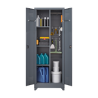 Broom Storage Cabinet With Locking Doors And Shelves