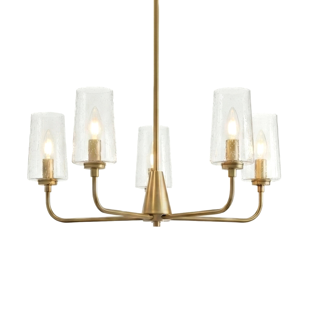 Dazzle Five Lights Chandelier With Clear Seeded Glass - Satin