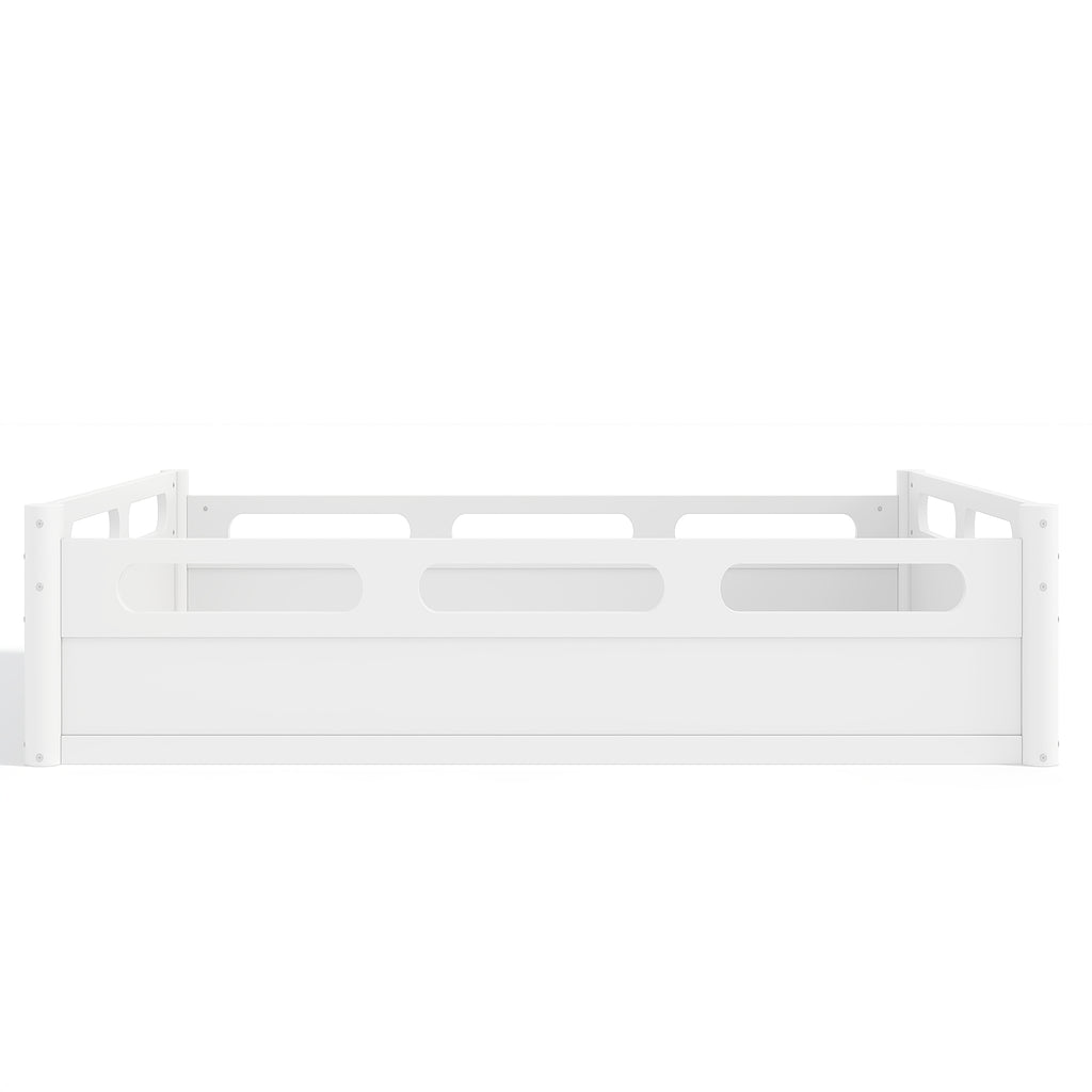 Full Size Platform Bed with Full-length Guardrails