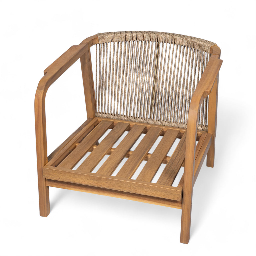 28" Outdoor Lounge Chair with Woven Backrest