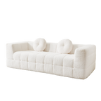 84.6-Inch Modern Boneless Couch with Two Circular Throw Pillows
