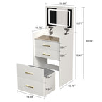 3 in 1 Vanity Desk with Open Top Mirror