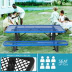 6 Ft. Rectangular Outdoor Picnic Table with Umbrella Pole