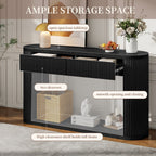 TREXM Oval Fluted Console Table with 2 Drawers and Bottom Shelf