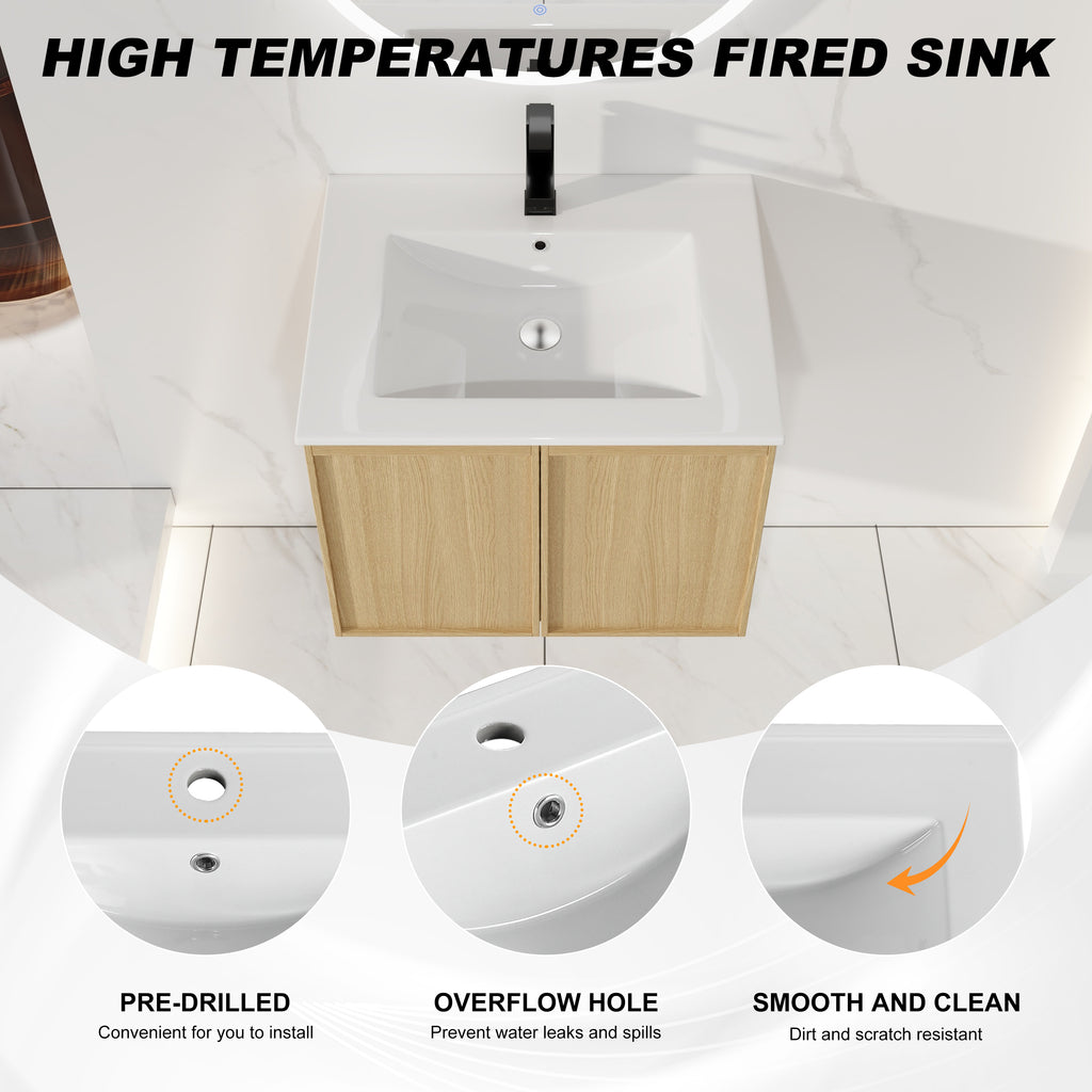 24" Floating Bathroom Vanity with Sink