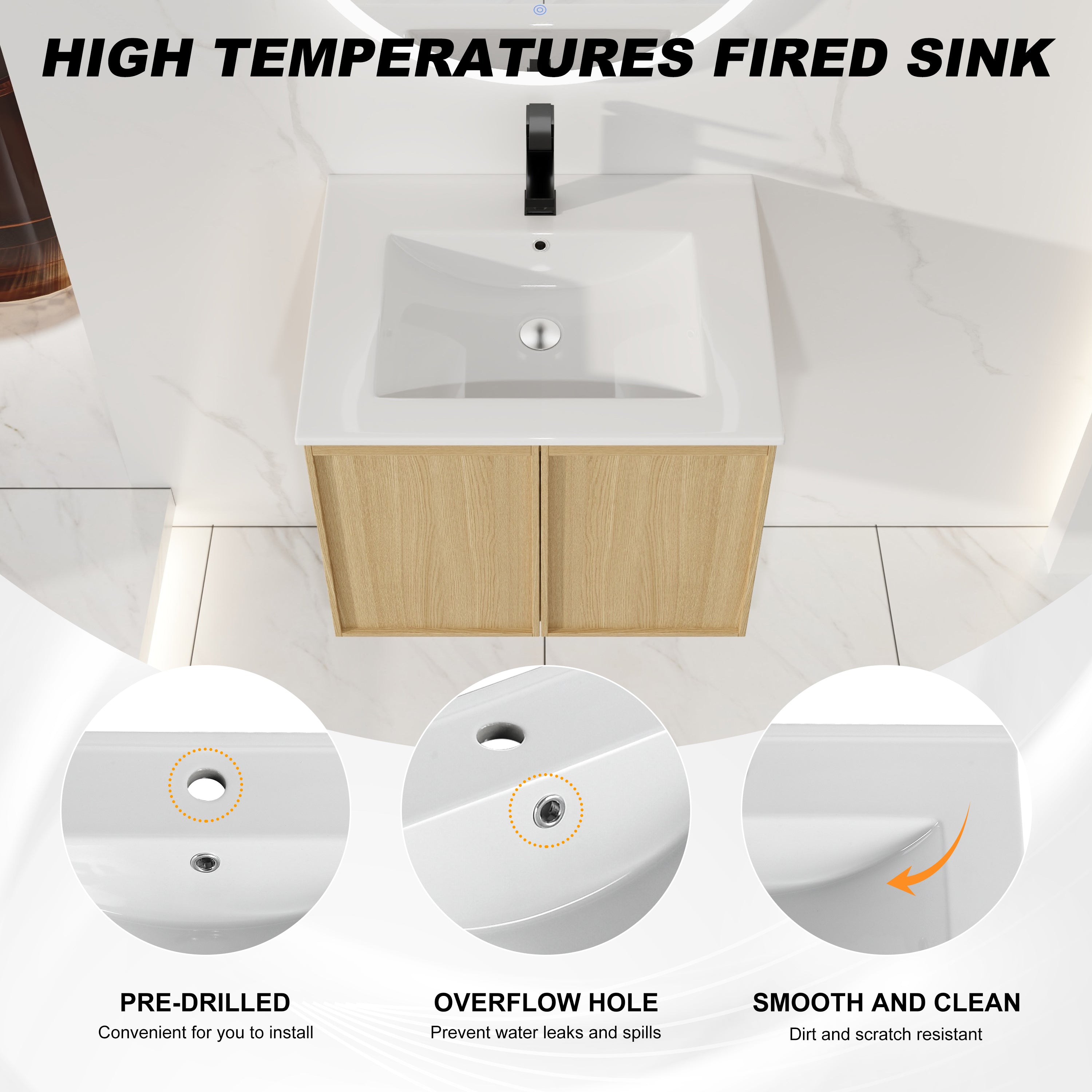 24" Floating Bathroom Vanity with Sink