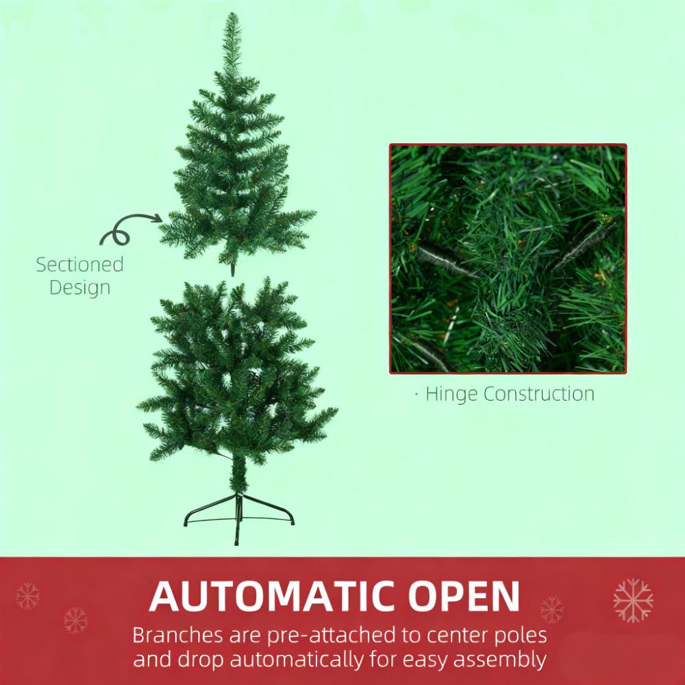 Artificial Half Christmas Tree with Auto Open Steel Base