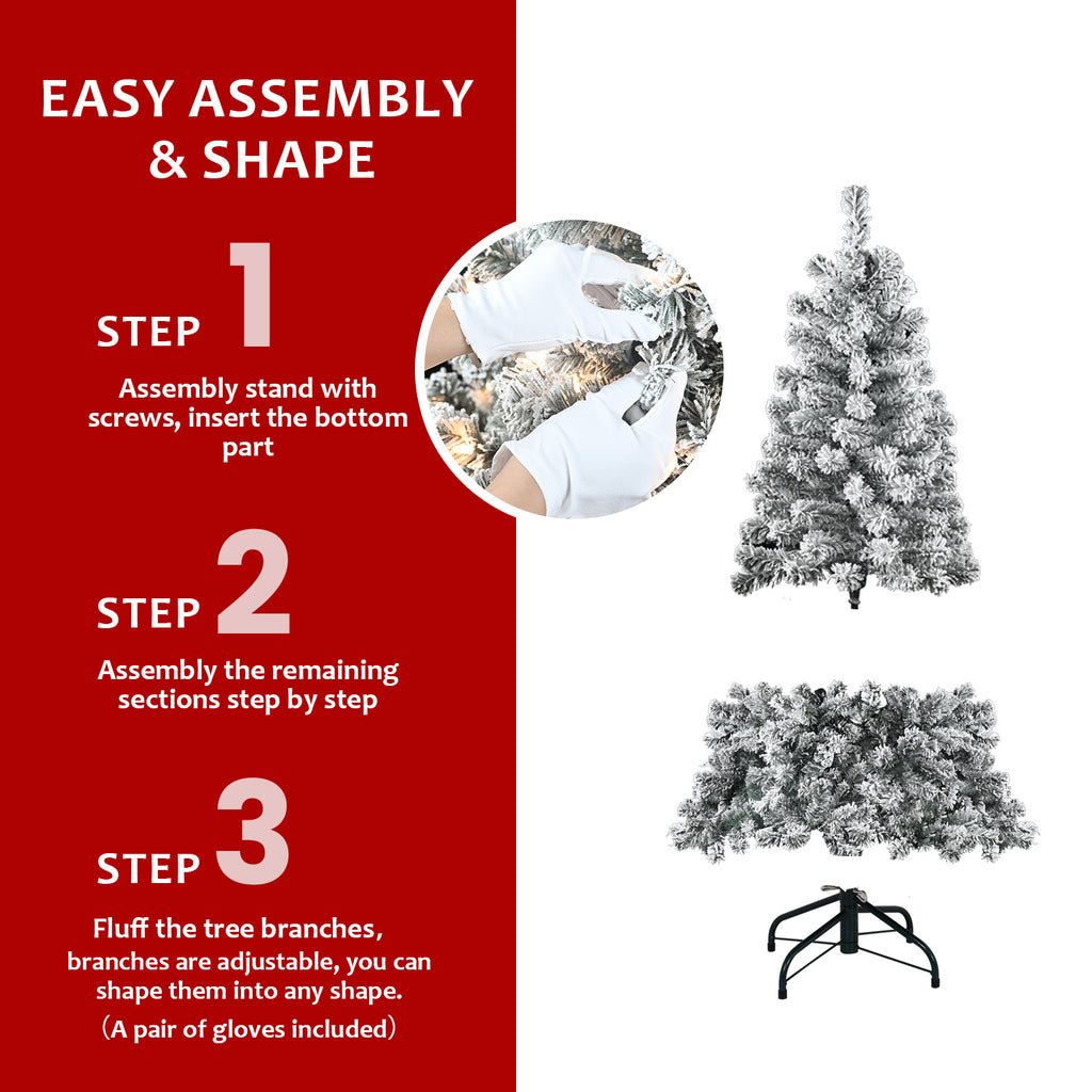 5FT Flocked Christmas Tree with 150 Warm White Lights