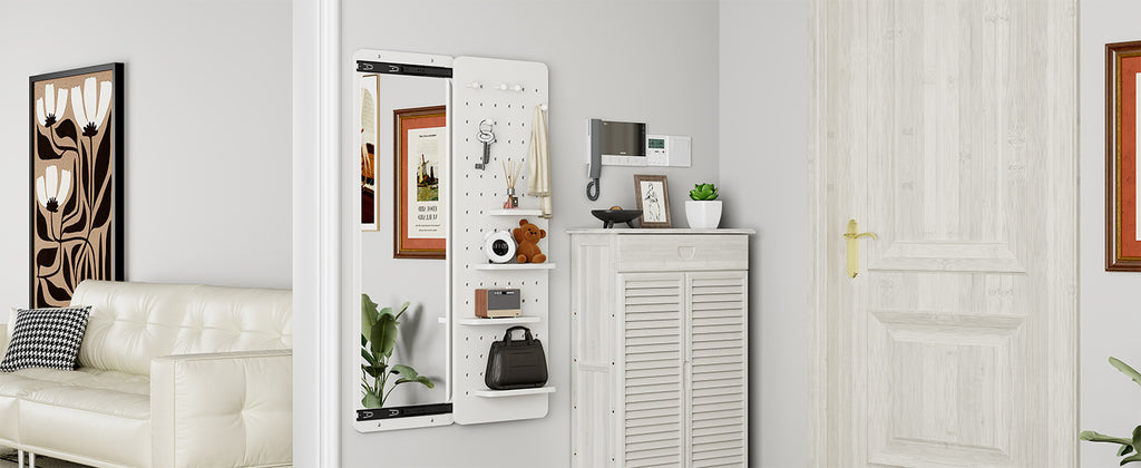 Wall-Mounted Full-Length Mirror - 47.6 x 15.7 Inch - White