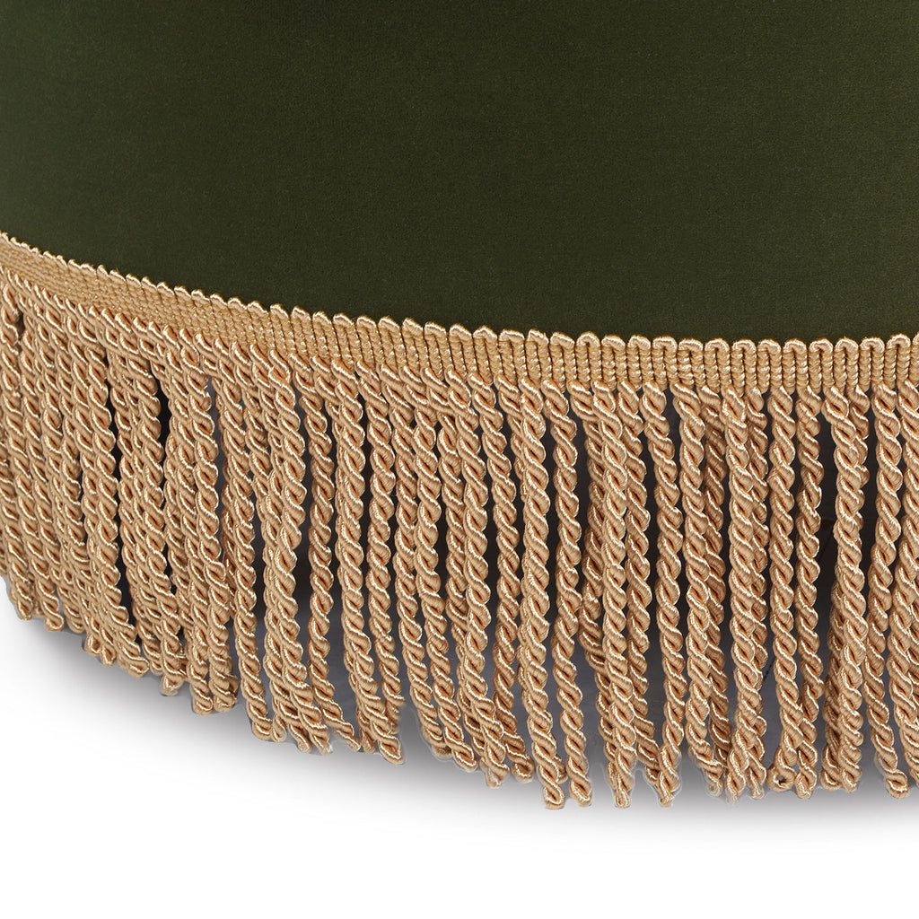 Yolanda 24" Round Upholstered Accent Ottoman, Olive