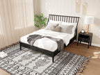 Solid Bamboo Wood Spindle Platform Queen Bed