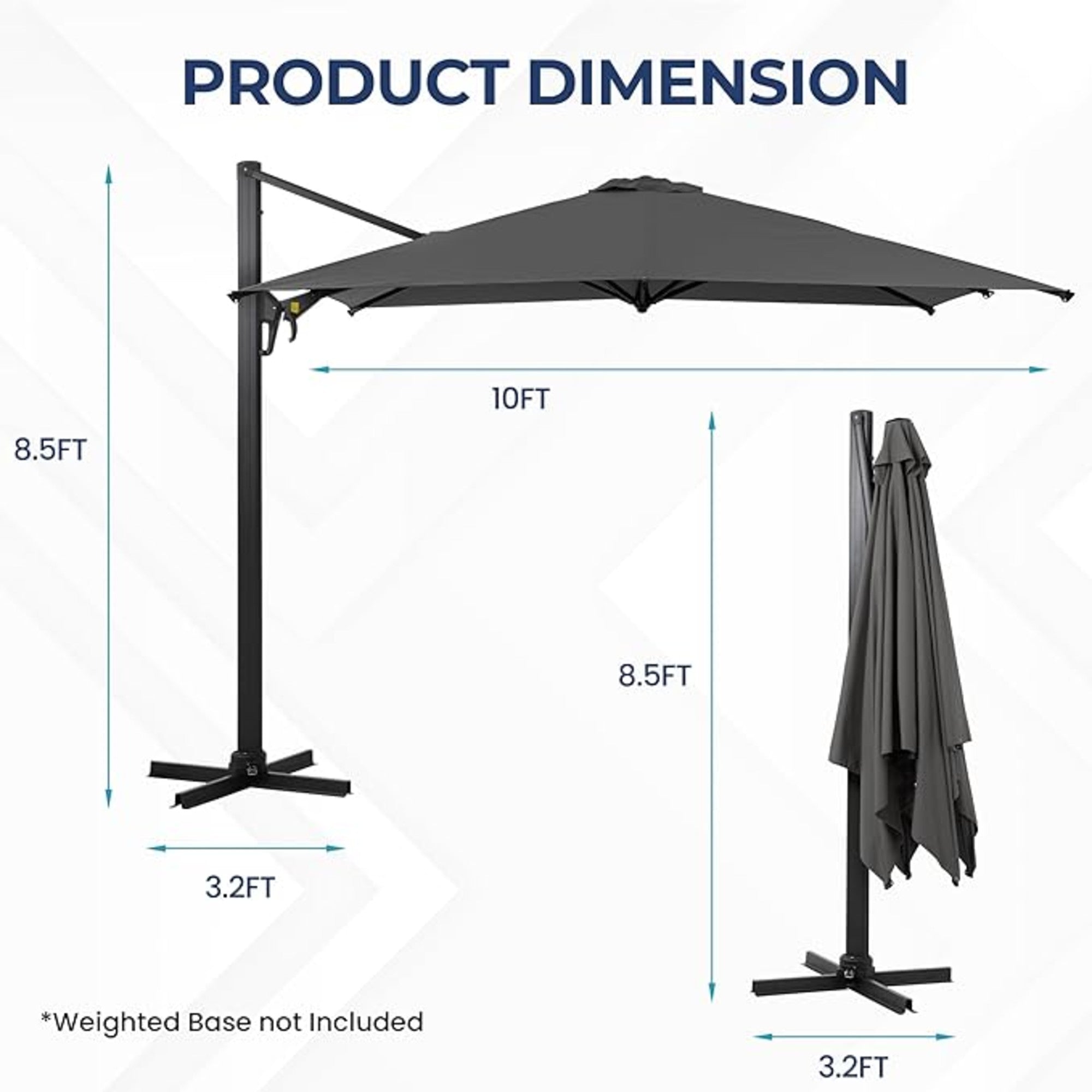 6.5 x 10 ft Rectangular Patio Umbrella