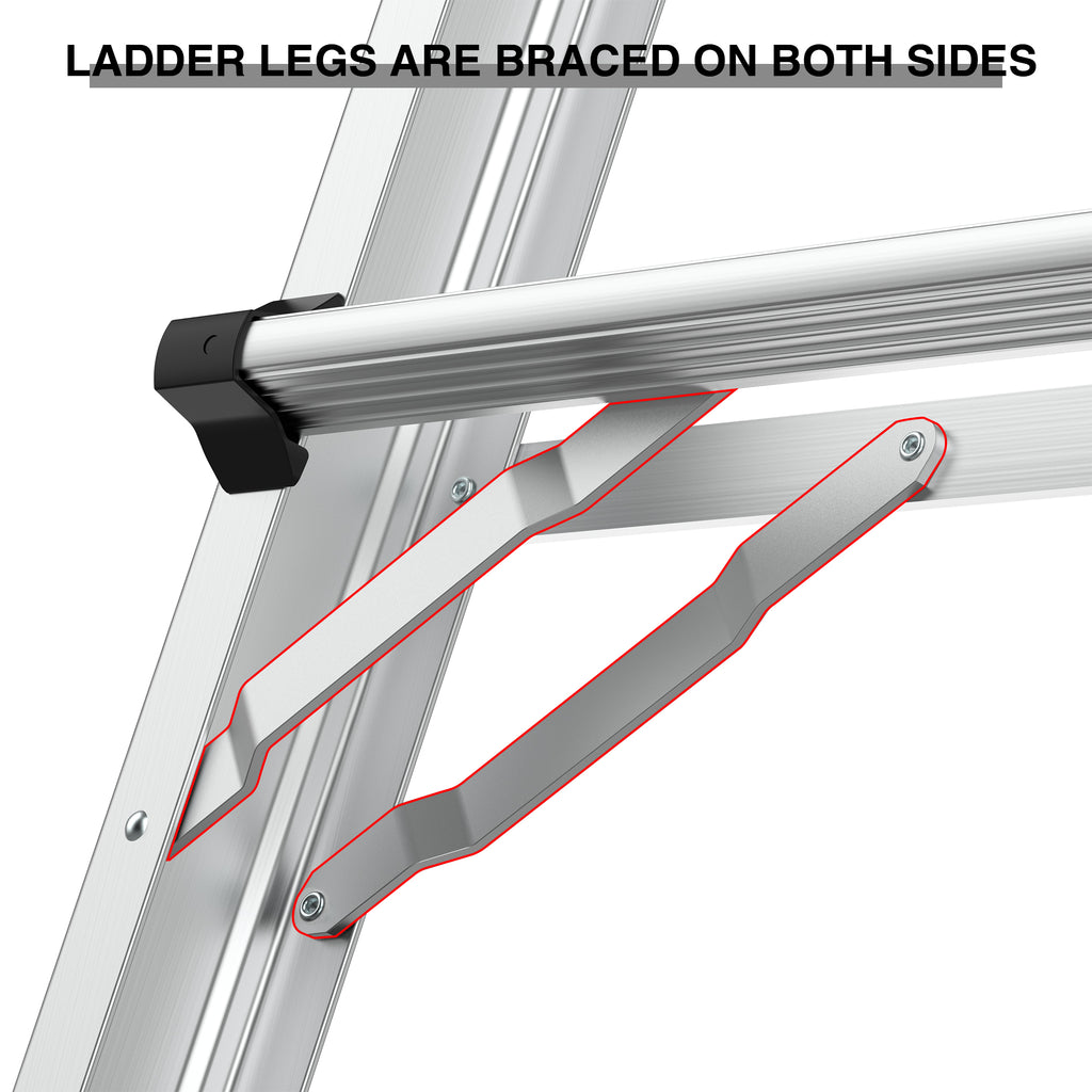 Aluminum Multi-Position Ladder with Wheels, 22 FT, 300 lbs Capacity