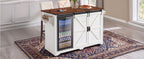 K&K 72" Farmhouse Kitchen Island with Fridge Storage