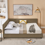 Queen Size Upholstered Tufted Bed Frame in Velvet Brown