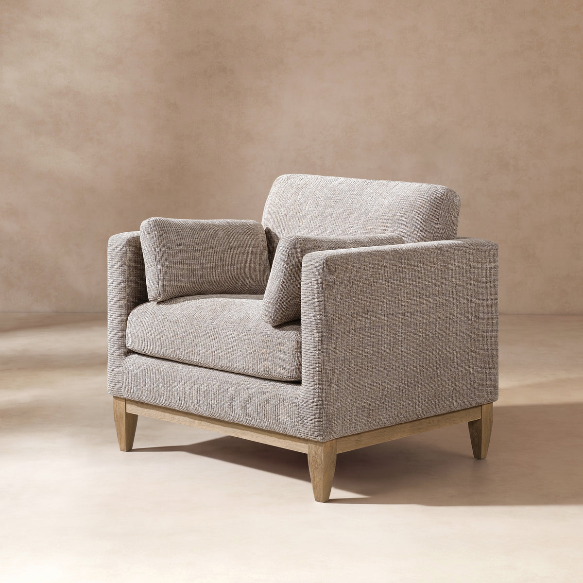 Knox 36" Modern Farmhouse Arm Chair, Stone Taupe Chenille