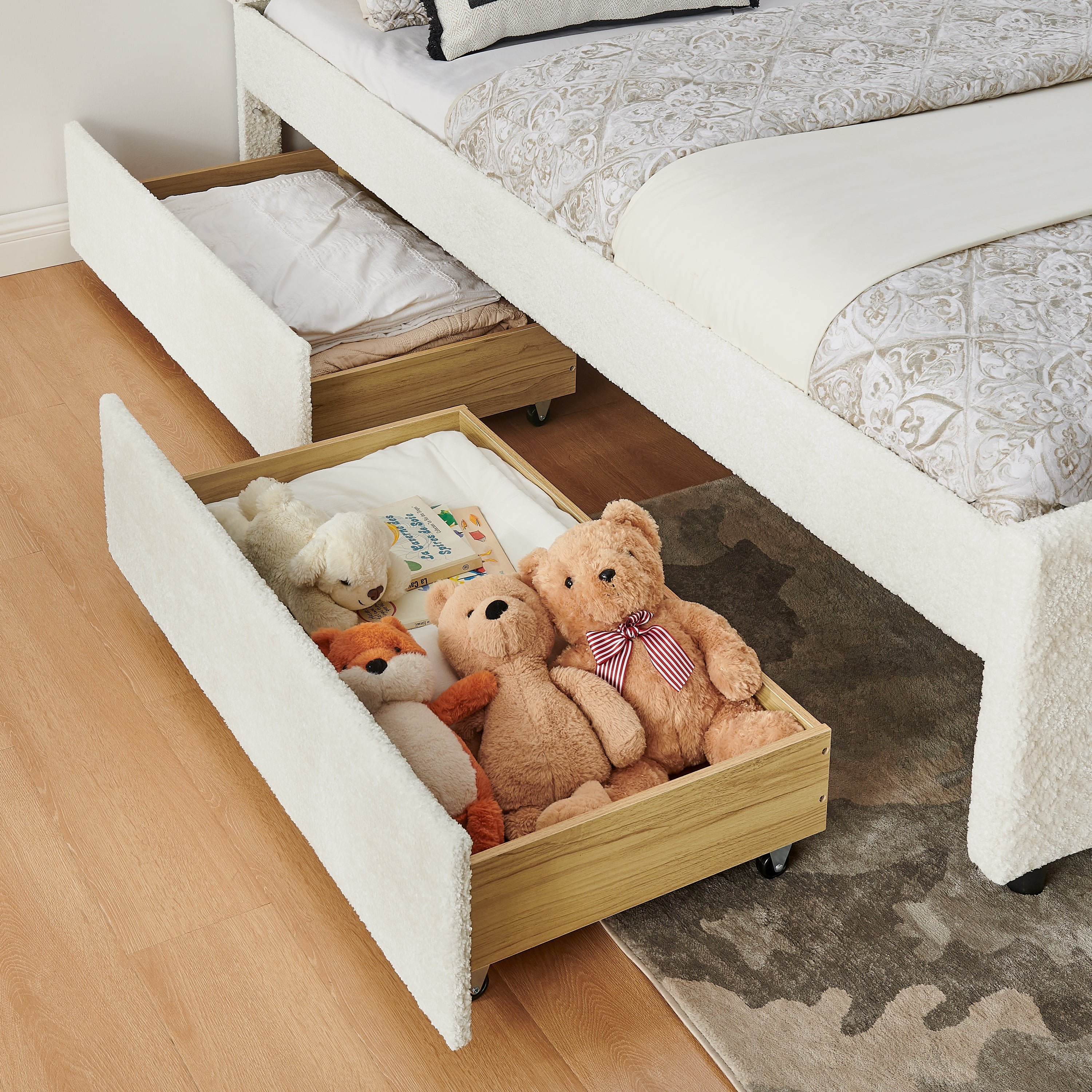 Queen Size Vertical Channel Tufted Headboard Bed