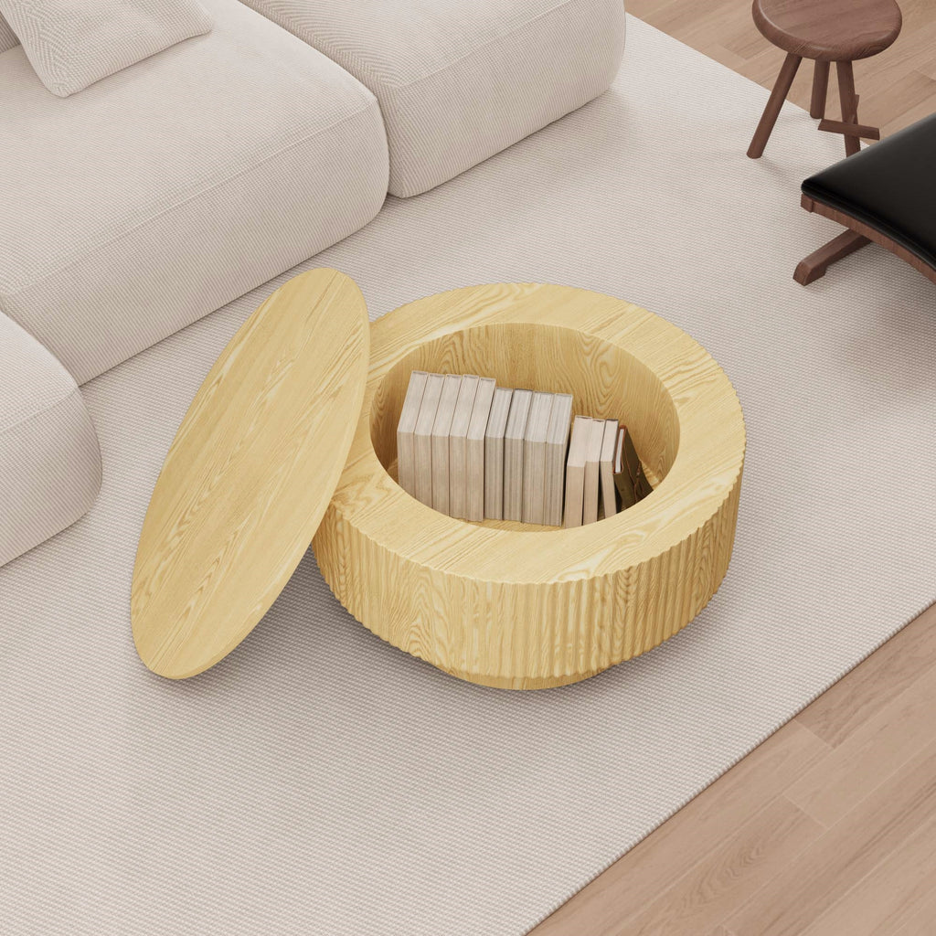 MDF Modern Round Coffee Table and 2 PU Dining Chairs Set
