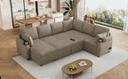 109.9" U-Shaped Sectional Sofa Bed with Storage