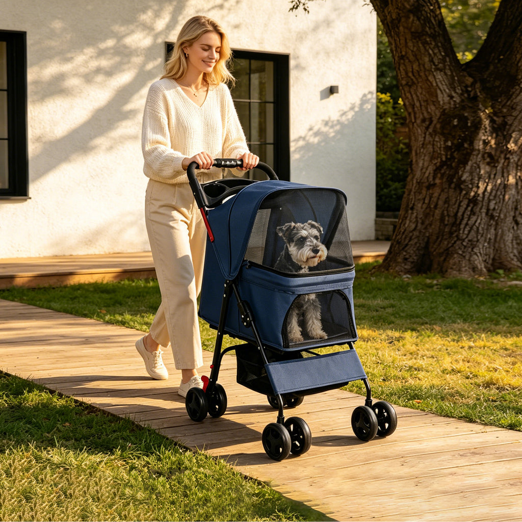 Foldable Pet Stroller for Small Dogs and Cats