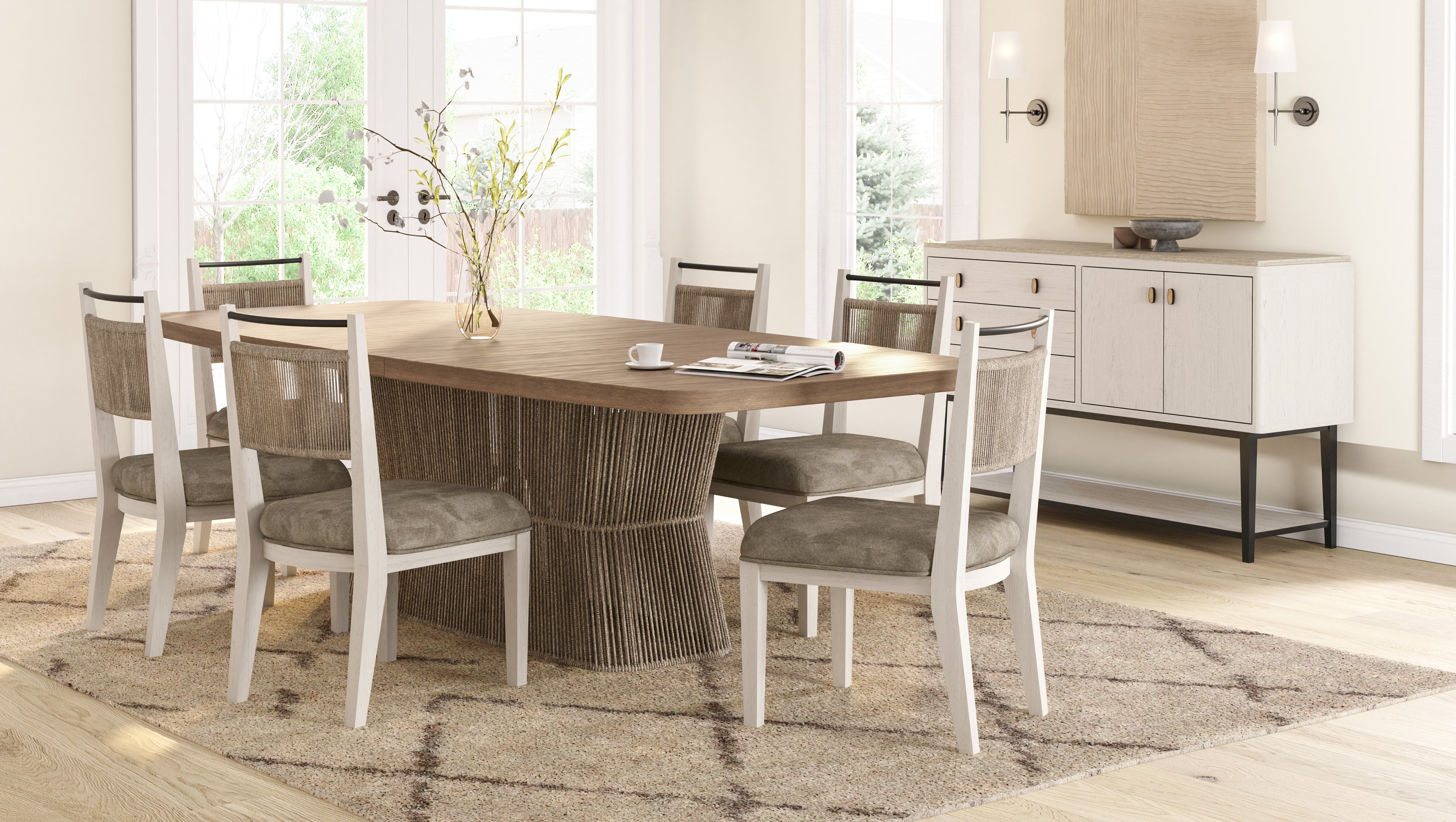 Rope Back Chair - Vanilla / Carmel (Set of 2)
