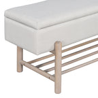 TREXM Farmhouse Upholstered Storage Bench