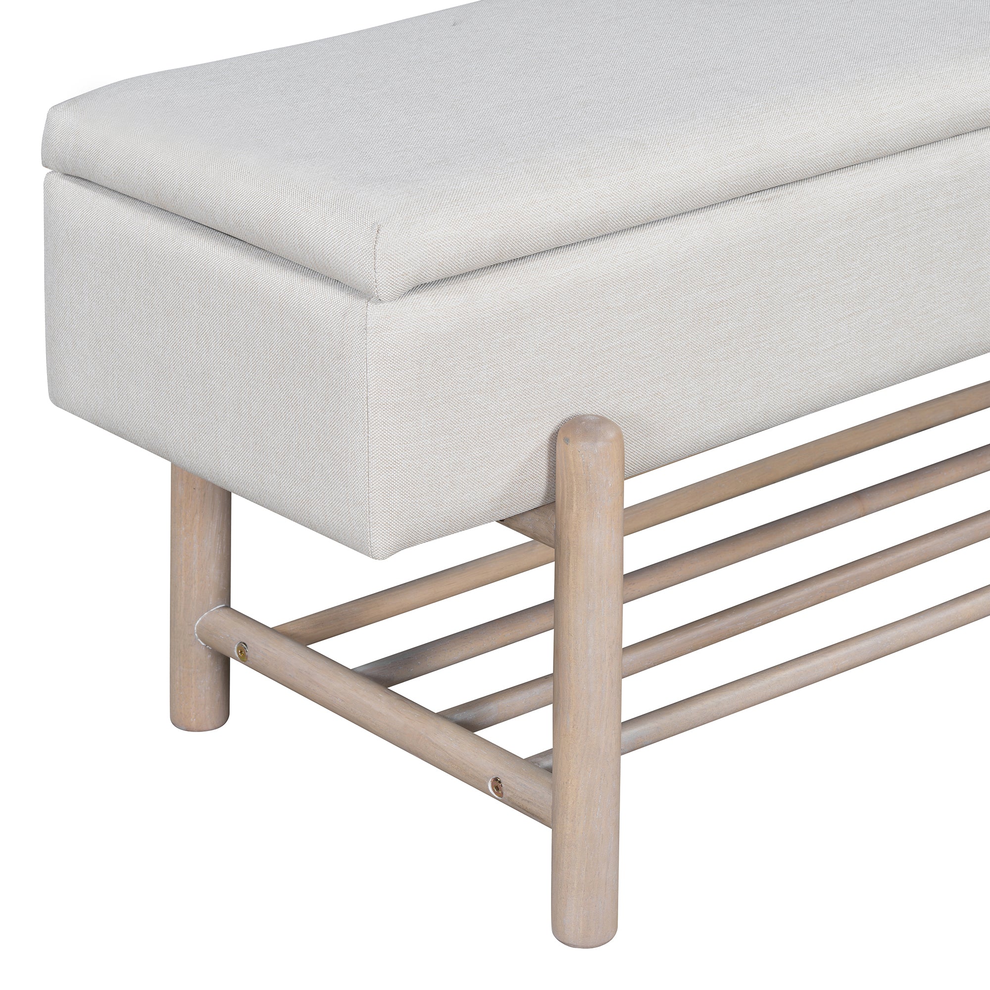 TREXM Farmhouse Upholstered Storage Bench