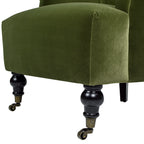 Eloise 30" Pleated Sock Arm Accent Armchair, Olive