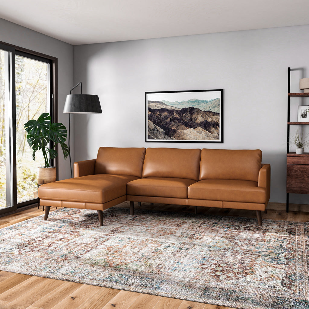 Lore L-Shaped Genuine Leather Sectional