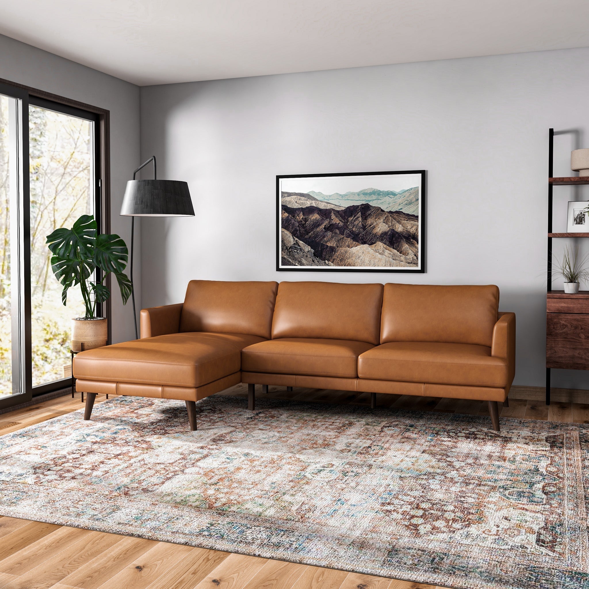 Lore L-Shaped Genuine Leather Sectional