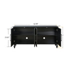 Carved Flower Door Large Storage Cabinet With Metal Handle