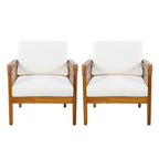Outdoor Acacia Wood Club Chair with Handwoven Rope (Set of 2)