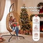 Egg Chair with Stand, Patio Wicker Hanging Chair