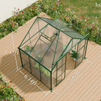 Green Double Door Polycarbonate Greenhouse - 8x6ft