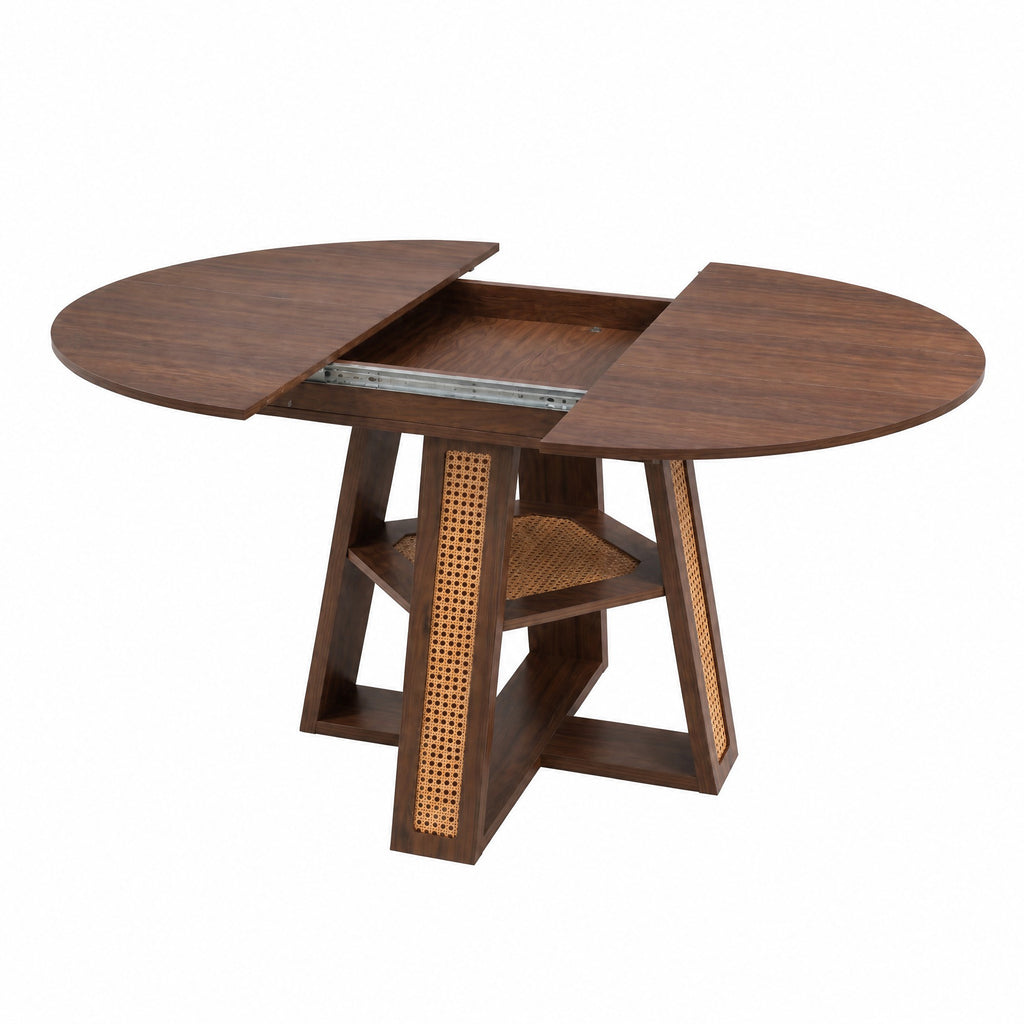 Extendable Round Dining Table for 4-6