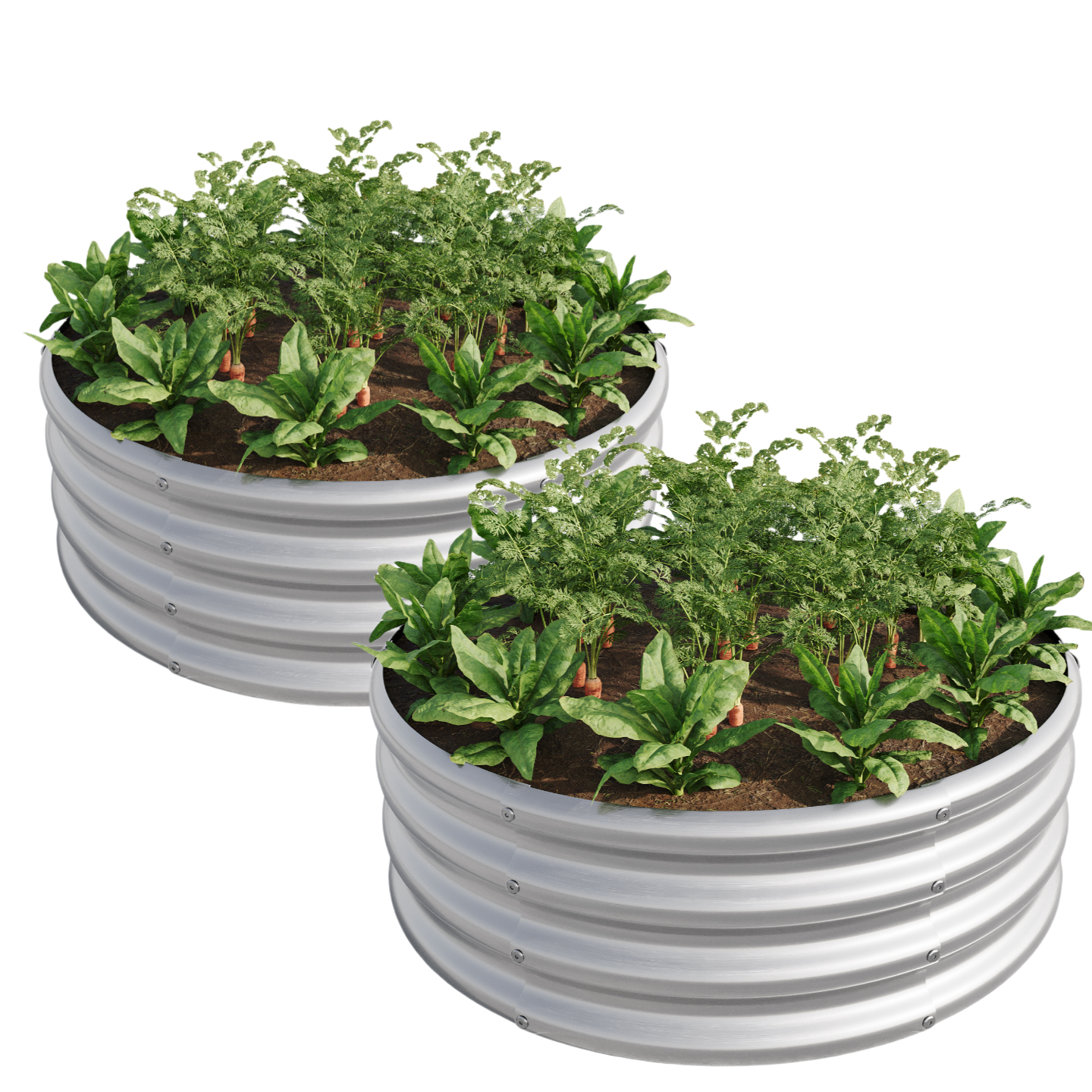 2-Piece 32.08" Tall Round Metal Raised Garden Bed