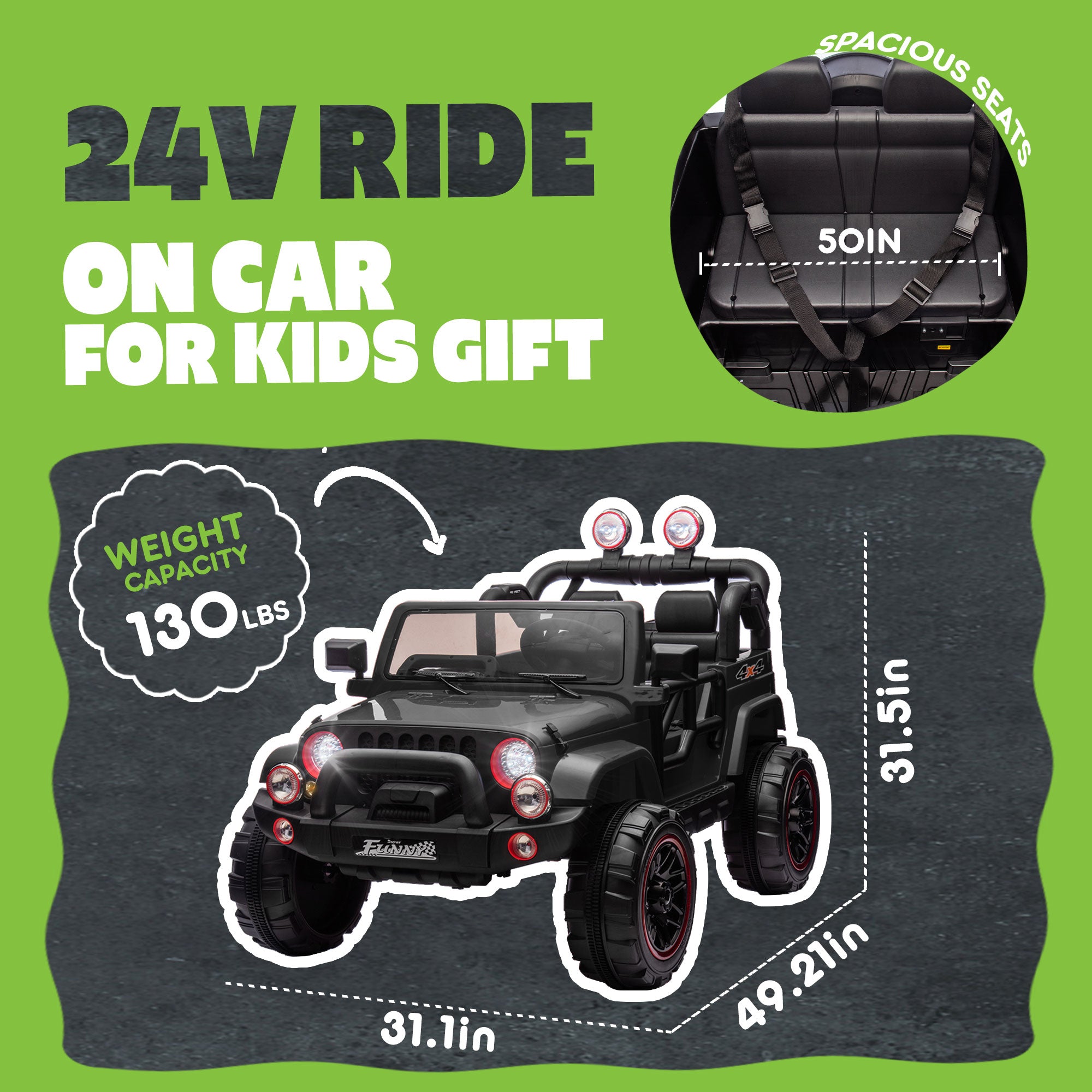 24V Kids Ride On Electric Car with Parental Control