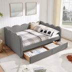 Full Size Cozy Gingham Daybed with Two Storage Drawers