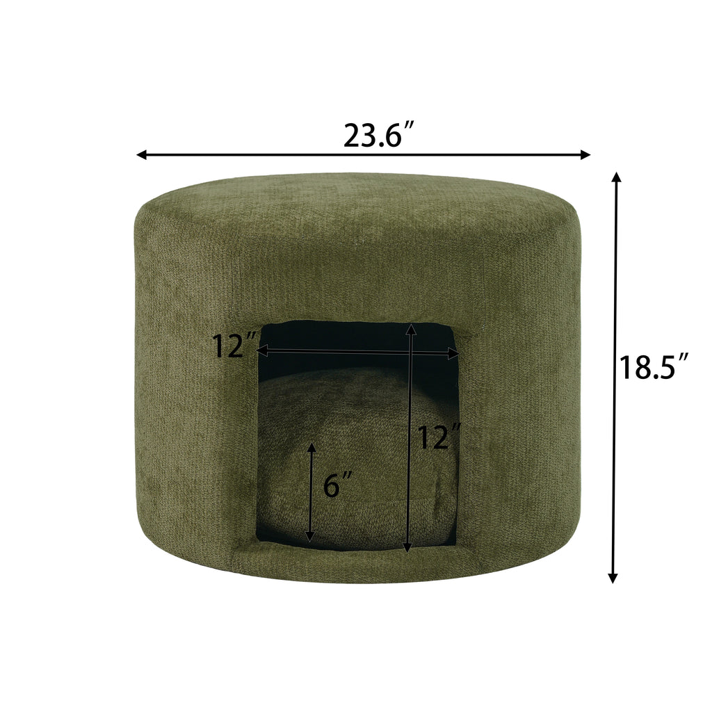 Green Pet Friendly Ottoman with Removable Pet Cushion