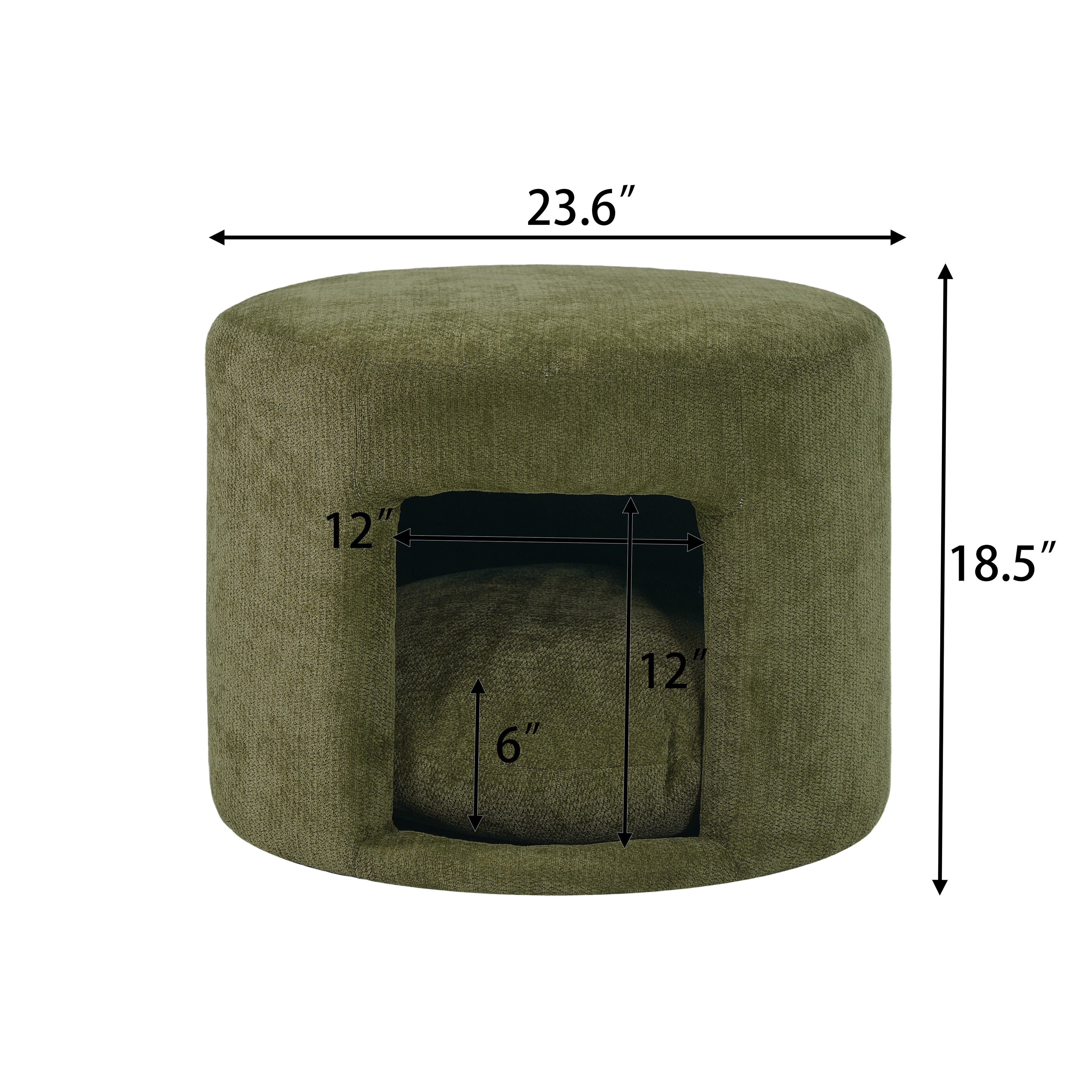 Green Pet Friendly Ottoman with Removable Pet Cushion