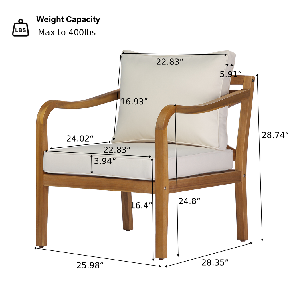 Acacia Wood Patio Club Chair