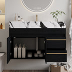 36" Floating Bathroom Vanity with Ceramic Sink and Faux Marble Top