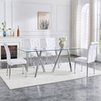 71-Inch Tempered Glass Dining Table with Sturdy Metal Legs