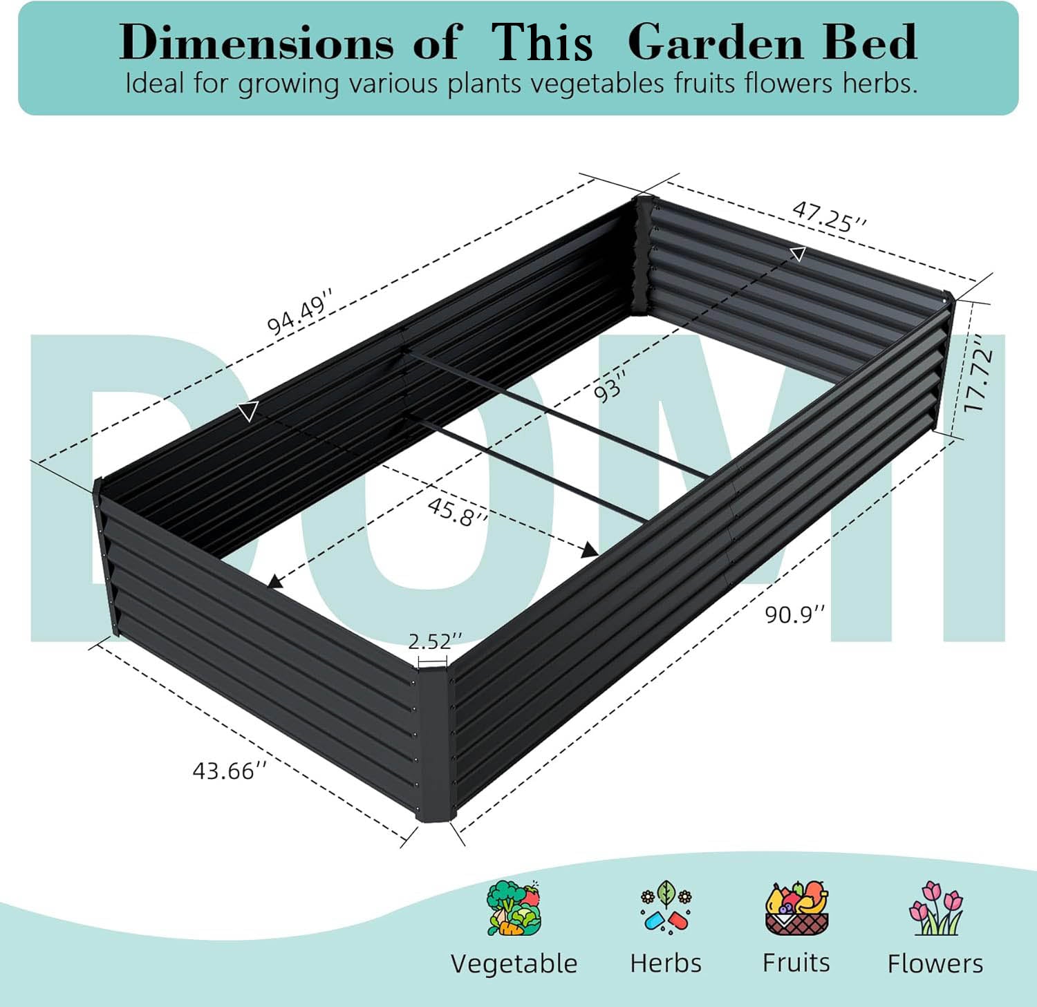 8×4×1.5 ft Galvanized Raised Garden Bed
