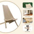 Folding Acacia Wood Outdoor Lounge Chair