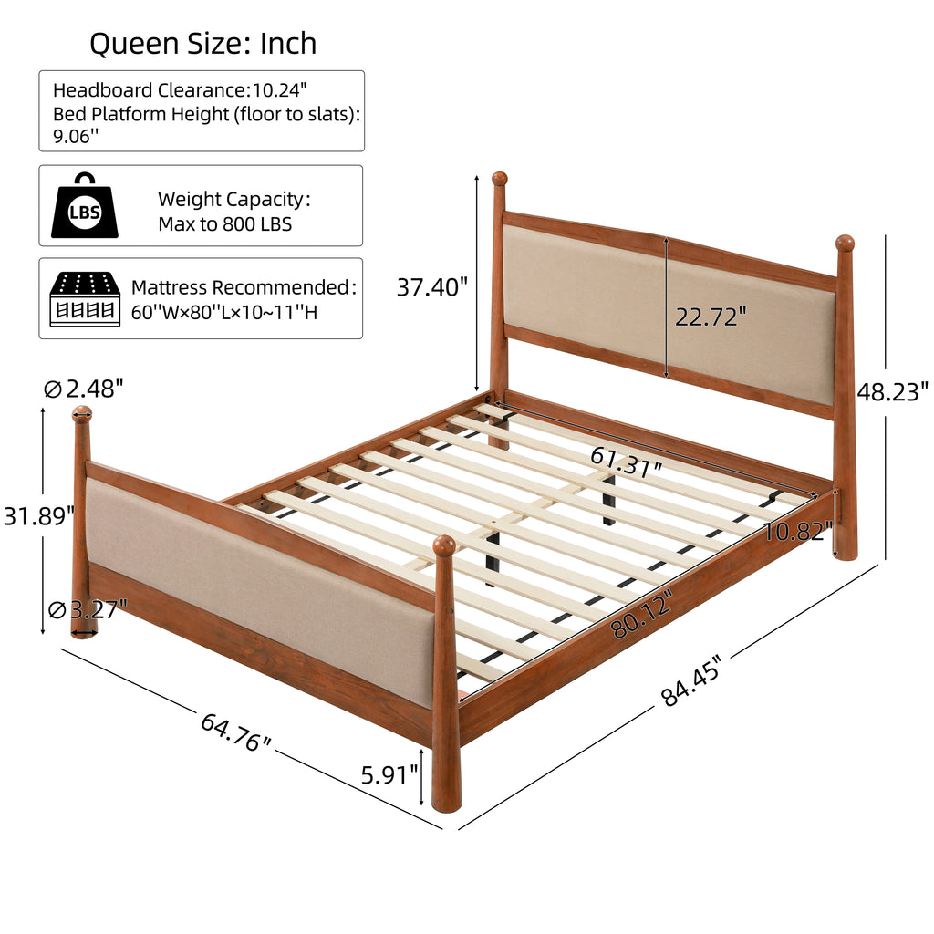 Queen Size Upholstered Platform Bed Frame