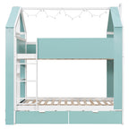 Full Size Bunk Bed with Storage Drawers & Shelves