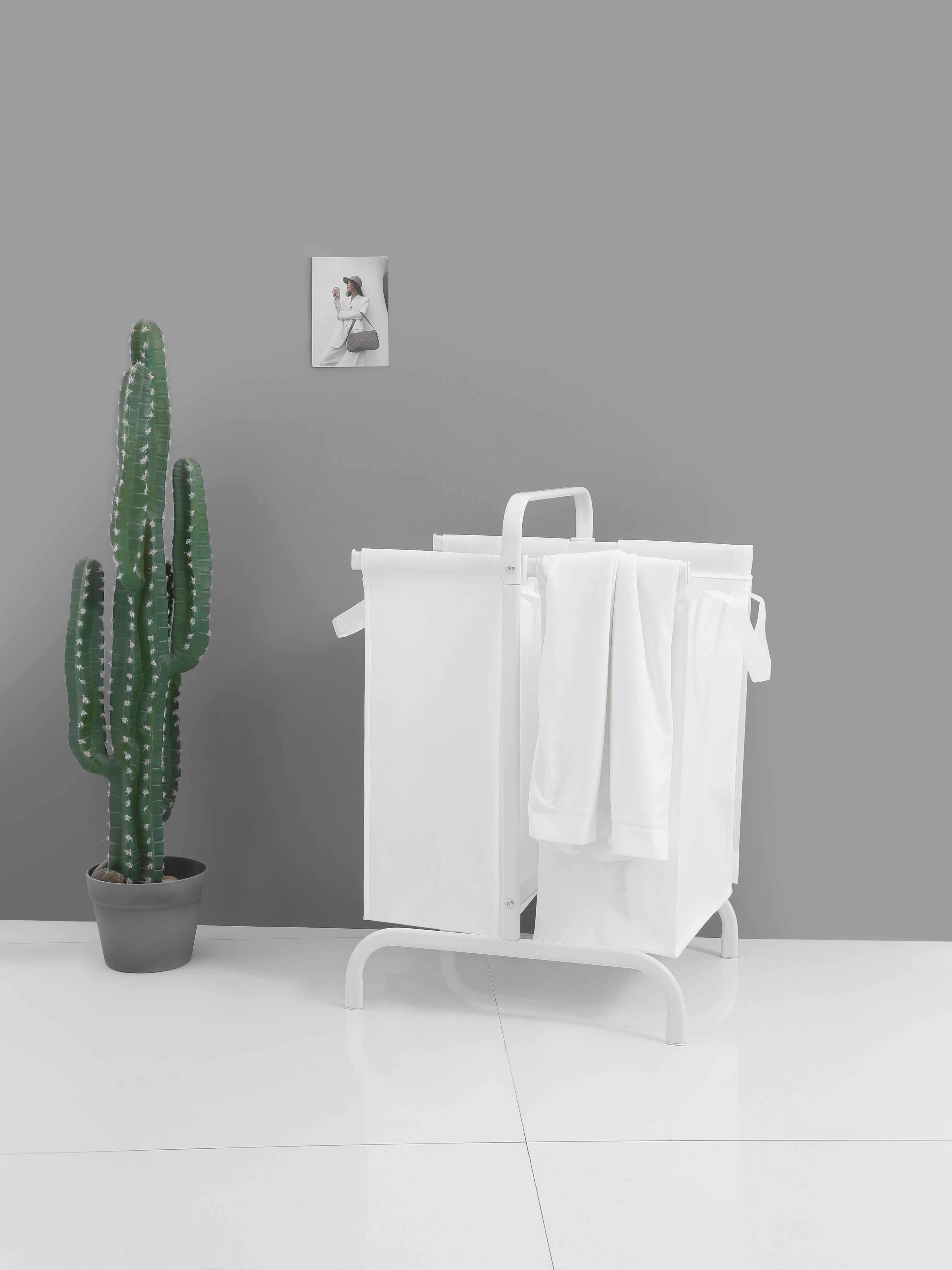 2-Tier Laundry Hamper 110L with Lid and Sorting Cards