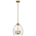 Zen Five Pendant Chain Hanging Light with Clear Glass - Satin